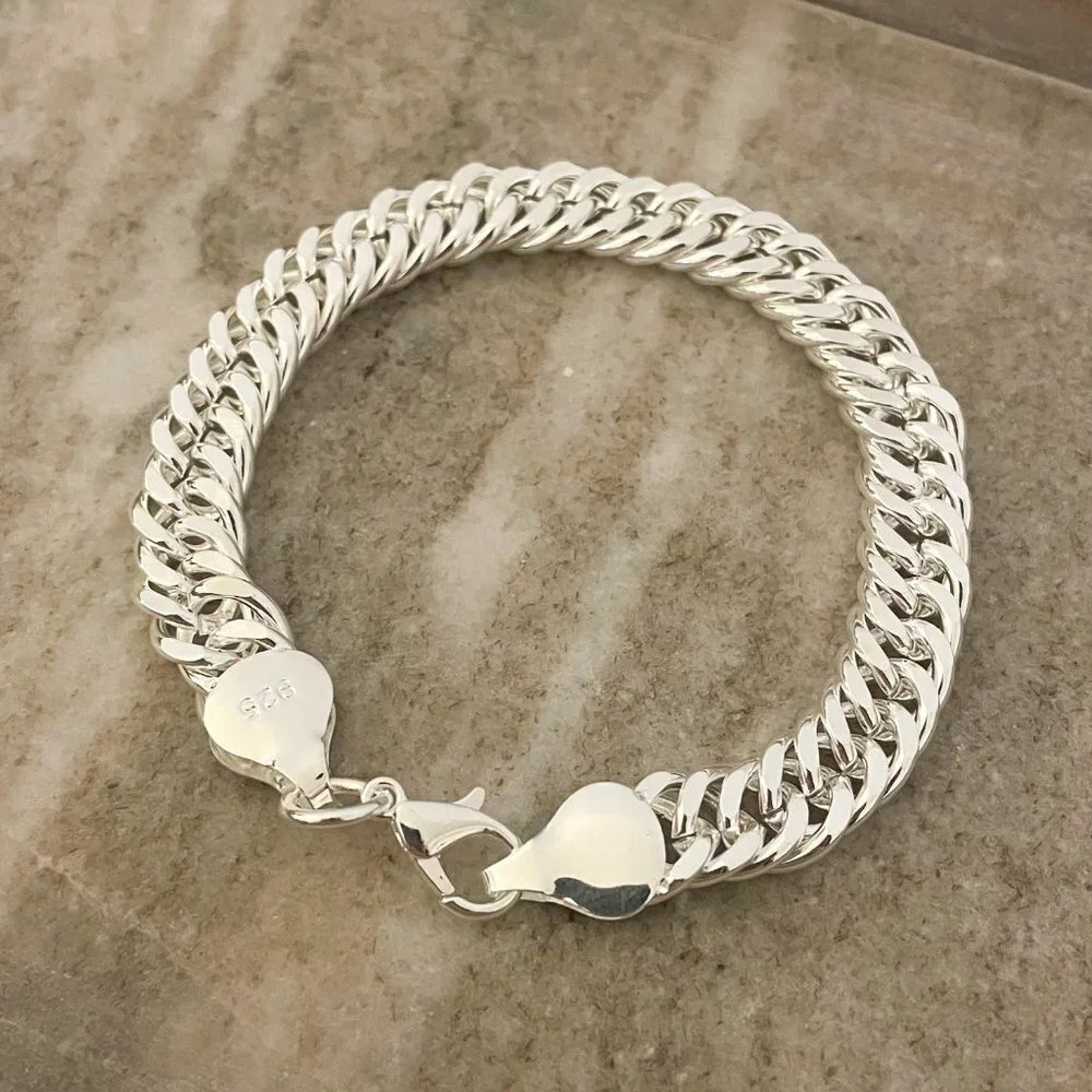 925 Sterling Silver Chunky Chain Link Bracelet Silver Large Link Bracelet 925 Sterling Silver Chunky Chain Link Bracelet Silver Large Link Bracelet
